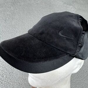 Vintage Nike Hat Cap Black Velvet Valor‎ Strap Back Ladies Womens Y2K Shiny 00s*